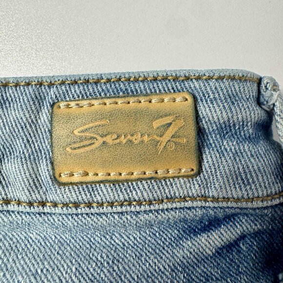 Seven7 Distressed Croopped Straight Leg Jeans Women’s Size 8 Light Wash - Picture 9 of 13